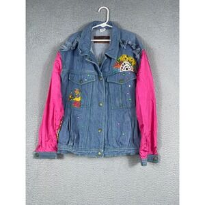 Giacca Young Gallery Girls Rock n Roll Floral Bright Denim Jacket Size L/14